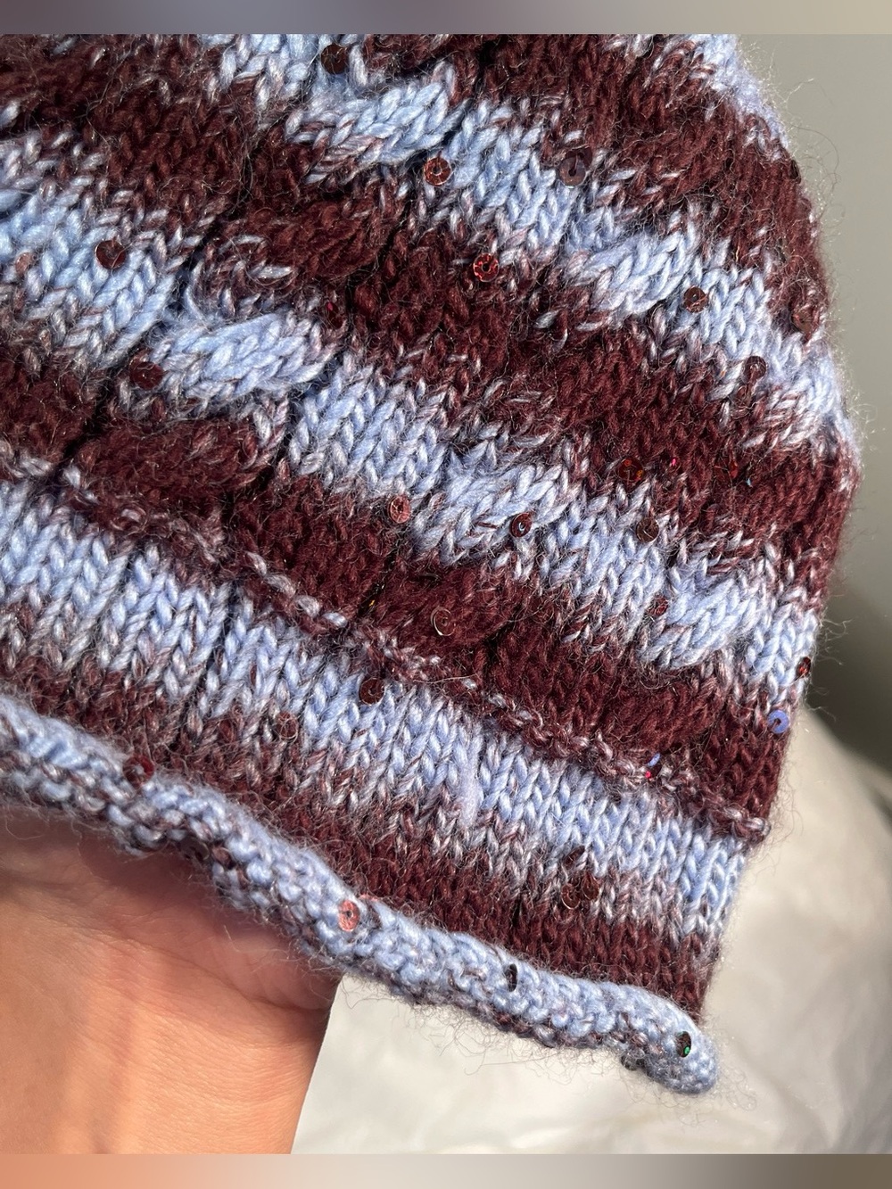 Handmade Knit Sequin Beanie